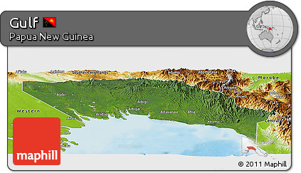 Satellite Panoramic Map of Gulf, physical outside