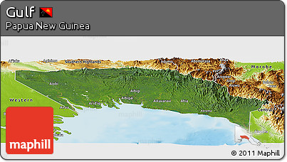 Satellite Panoramic Map of Gulf, physical outside