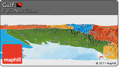 Satellite Panoramic Map of Gulf, political outside