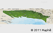 Satellite Panoramic Map of Gulf, shaded relief outside