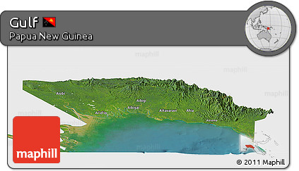 Satellite Panoramic Map of Gulf, single color outside