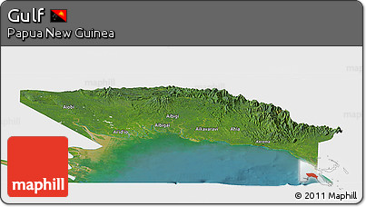 Satellite Panoramic Map of Gulf, single color outside