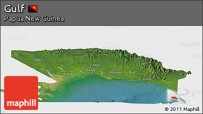 Satellite Panoramic Map of Gulf, single color outside