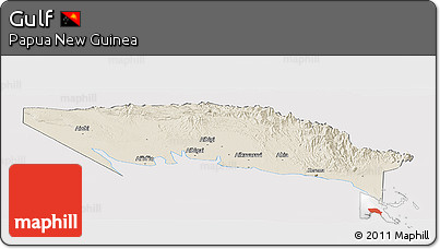 Shaded Relief Panoramic Map of Gulf, cropped outside