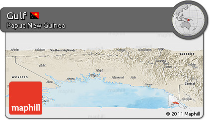 Shaded Relief Panoramic Map of Gulf
