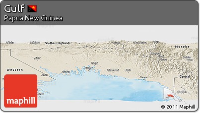Shaded Relief Panoramic Map of Gulf