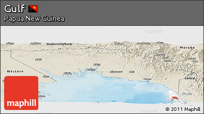 Shaded Relief Panoramic Map of Gulf