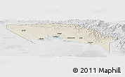 Shaded Relief Panoramic Map of Gulf, lighten, desaturated