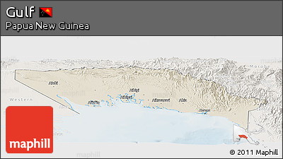 Shaded Relief Panoramic Map of Gulf, lighten