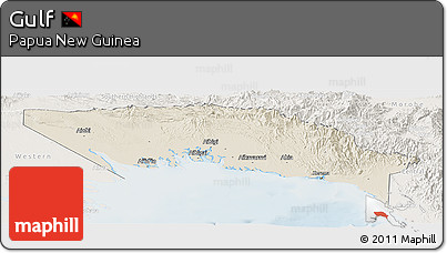 Shaded Relief Panoramic Map of Gulf, lighten