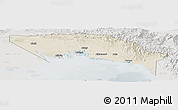 Shaded Relief Panoramic Map of Gulf, lighten, semi-desaturated