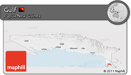 Silver Style Panoramic Map of Gulf, single color outside