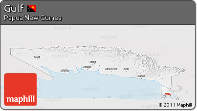 Silver Style Panoramic Map of Gulf, single color outside