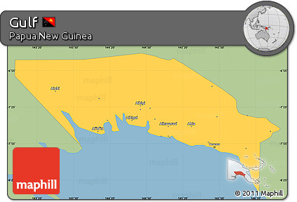 Savanna Style Simple Map of Gulf, single color outside