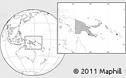 Gray Location Map of Papua New Guinea, blank outside, hill shading inside