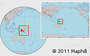 Gray Location Map of Papua New Guinea, within the entire continent