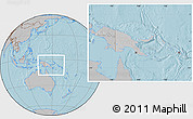 Gray Location Map of Papua New Guinea, hill shading outside