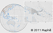 Gray Location Map of Papua New Guinea, lighten, desaturated, hill shading