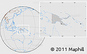 Gray Location Map of Papua New Guinea, lighten, desaturated