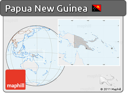 Gray Location Map of Papua New Guinea, lighten