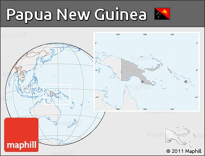 Gray Location Map of Papua New Guinea, lighten