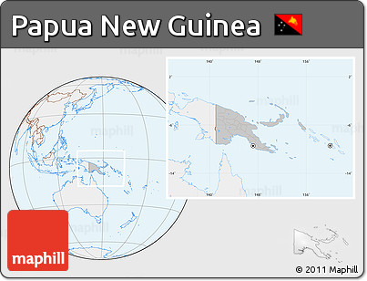 Gray Location Map of Papua New Guinea, lighten