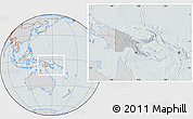 Gray Location Map of Papua New Guinea, lighten, semi-desaturated, hill shading