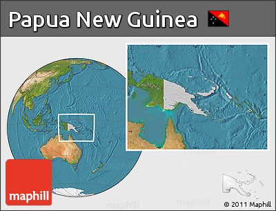 Gray Location Map of Papua New Guinea, satellite outside