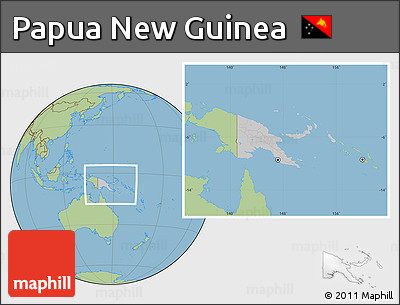Gray Location Map of Papua New Guinea, savanna style outside