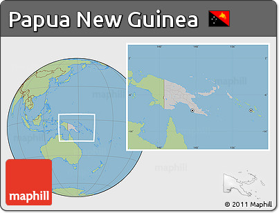 Gray Location Map of Papua New Guinea, savanna style outside