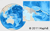 Gray Location Map of Papua New Guinea, shaded relief outside, hill shading