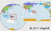Political Location Map of Papua New Guinea, highlighted continent, within the entire continent