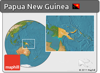 Political Location Map of Papua New Guinea, satellite outside