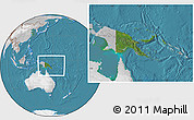 Satellite Location Map of Papua New Guinea, lighten, desaturated, land only