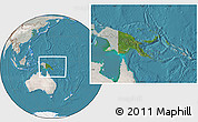 Satellite Location Map of Papua New Guinea, lighten, semi-desaturated, land only