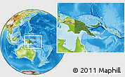 Satellite Location Map of Papua New Guinea, physical outside