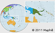 Satellite Location Map of Papua New Guinea, political outside