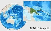 Satellite Location Map of Papua New Guinea, shaded relief outside