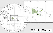 Savanna Style Location Map of Papua New Guinea, blank outside, hill shading inside