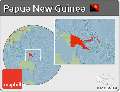 Savanna Style Location Map of Papua New Guinea, hill shading