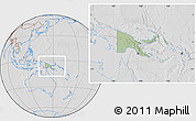 Savanna Style Location Map of Papua New Guinea, lighten, desaturated, hill shading