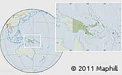 Savanna Style Location Map of Papua New Guinea, lighten, hill shading