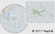 Savanna Style Location Map of Papua New Guinea, lighten, semi-desaturated, hill shading