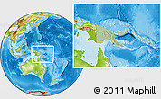 Savanna Style Location Map of Papua New Guinea, physical outside, hill shading