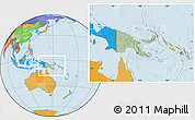 Savanna Style Location Map of Papua New Guinea, political outside, hill shading