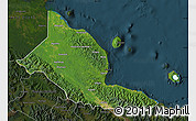 Satellite Map of Madang, darken