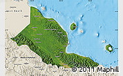 Satellite Map of Madang, shaded relief outside