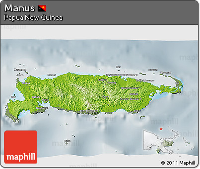 Physical 3D Map of Manus, semi-desaturated
