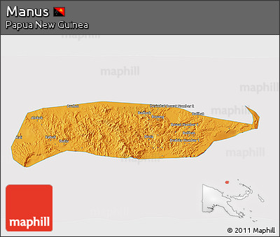 Political 3D Map of Manus, cropped outside