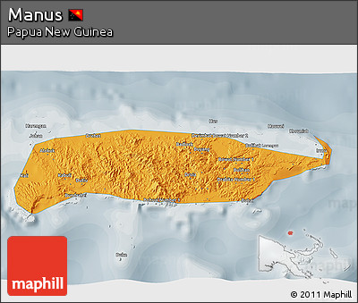 Political 3D Map of Manus, semi-desaturated